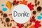 Fall Decoration, Autumn Leaves and Kite, With Text Danke