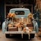 Fall Digital Backdrop, Autumn Pickup Truck Digital Background