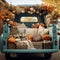 Fall Digital Backdrop, Autumn Pickup Truck Digital Background