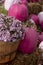 Fall Display of Pink Pumpkins and Flowers