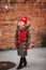 Fall fashion. Kid girl wear coat for fall season. Girl looking face cute hairstyle fashionable fall coat with hood and fur.