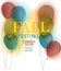 Fall festival announcement banner with doodle air balloons with leaf texture