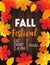 Fall Festival Background with Shiny Autumn Natural Leaves. Vector Illustration