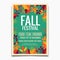 Fall Festival flyer or poster template. Design for Invitation or Autumn Season Holiday Celebration Poster