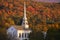 Fall foliage behind a rural Vermont church