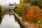 Fall foliage in Ottawa, Ontario, Canada. Rideau Canal Pathway autumn leaves scenery.