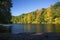 Fall foliage on the Westfield River, Massachusetts.