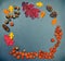 Fall frame, pumpkins, cones, acorn, oak leaves