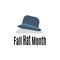 Fall Hat Month, stylish felt hat for a postcard or banner vector illustration