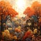 Fall House at autumn beautiful landscape Generative AI technology