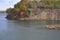 Fall landscape of granite rockface mountain with Autumn colors