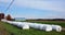 Fall landscape hay bales