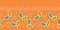 Fall leaves seamless border pattern. Stylized retro floral stems edging. Pretty modern feminine fashion band. Trendy scrapbooking