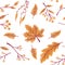 Fall leaves seamless pattern with gold glitter texture. illustration for stylish background, banner, textile, wrapping