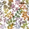 Fall leaves seamless pattern Watercolor transparent leaves branches isolated on white Translucent foliage background Colorful