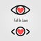 Fall in love logo design.The best vision idea concept.Human eye