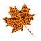 Fall maple leaf made of leopard pattern. Cute autumn decorations. Vector template for Thanksgiving Day, harvest festival
