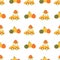 Fall pumpkin pattern. Fall car Cute autumn seamless background for fall season. Harvest Thanksgiving time