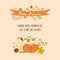 Fall quote card Autumn message Pumpkin leaves berry apple harvest Hello autumn banner greeting card Vector