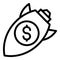 Fall rocket money icon, outline style