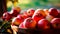 Fall\\\'s Treasures: Vibrant Red Apples Nestled in a Basket, Nature\\\'s Gift of Flavor