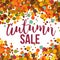 Fall Sale promo label. Autumnal confetti template for banner, poster, certificate. Vector illustration EPS10