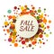 Fall Sale promo label. Autumnal confetti template for banner, poster, certificate. Vector illustration EPS10