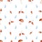 Fall season forest symbols seamless watercolor raster pattern