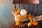 Fall seasonal still life with pumpkins