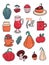 Fall stickers set in cartoon style