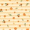 Fall vector background. Pumpkins, corn, sunflowers, wheat, crop on orange stripes. Seamless repeating pattern. Autumn