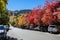 Fall view of Aspen city road with residential outdoor parking lot