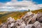 Fall view of the Blue Ridge Mountains from the boulder-covered s