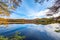 Fall view of Ouimet lake in Mont Tremblant, Quebec, Canada