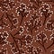 Fall wild flowers pattern repeat brown fabric print background