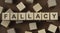 FALLACY word made with building blocks isolated