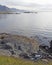 Fallen car at shore on Lofoten islands