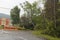 Fallen tree damaged power lines in the aftermath of severe weather and tornado in Ulster County, New York