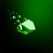 Falling beauty stone, Emerald, space debris, green collapsing asteroid, vector 3D illustration. Isolated unusual logo