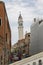 Falling bell tower of the ancient Greek church of San Giorgio dei Greeks in Venice