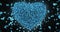 Falling Blue Rose Flower Petals In Lovely Heart Shape Background Loop 4k