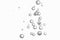 Falling bubbles over a white background