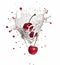 falling cherry in milk splash, yogurt or juice packaging mockup, ai generative