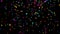 Falling colorful confetti on black background
