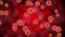 Falling coronavirus/ covid-19 virus molecules, red background