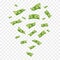 Falling dollar banknotes. Vector money confetti isolated