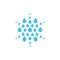 Falling drops icon. Clean water logo template. Round rainy weather logotype. Simple ombre gradient flat style sign. Blue