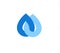 Falling drops icon. Clean water logo template. Round rainy weather logotype. Simple ombre gradient flat style sign. Blue