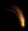 Falling fireball. Yellow space asteroid with fire trail