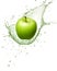 Falling Fresh green apple and splash of water high detail